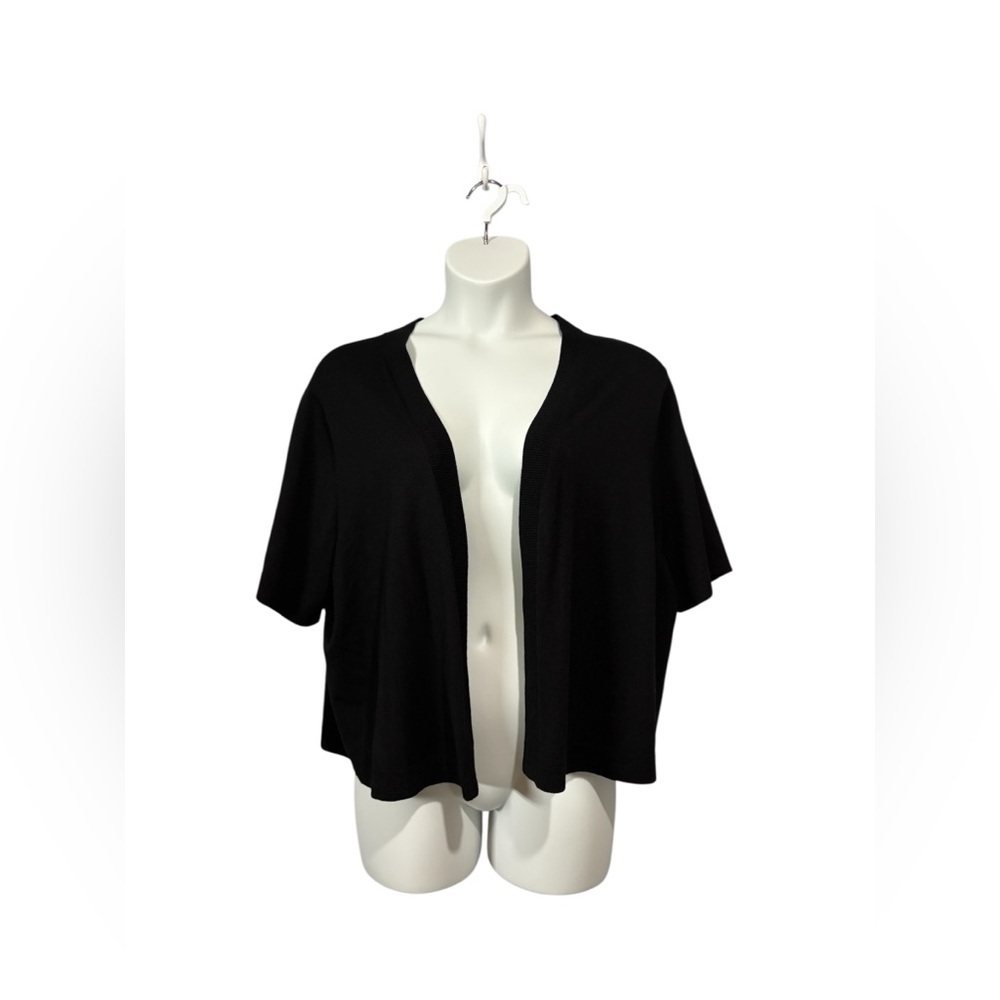 Laura Plus 14+ / Plus Size Black Open Front Short Sleeve Cardigan / 3X - Picture 4 of 10